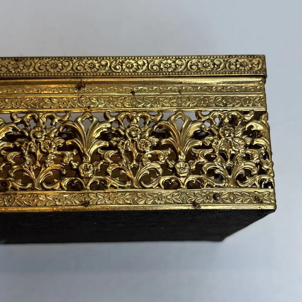 MCM Gold Tone Tissue Kleenex Box Filigree Holder Ornate Hollywood Regency